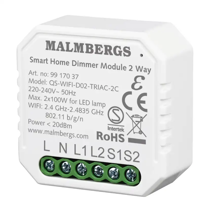 Wifi Dimmer Malmbergs SmartHome 2-kanal Push