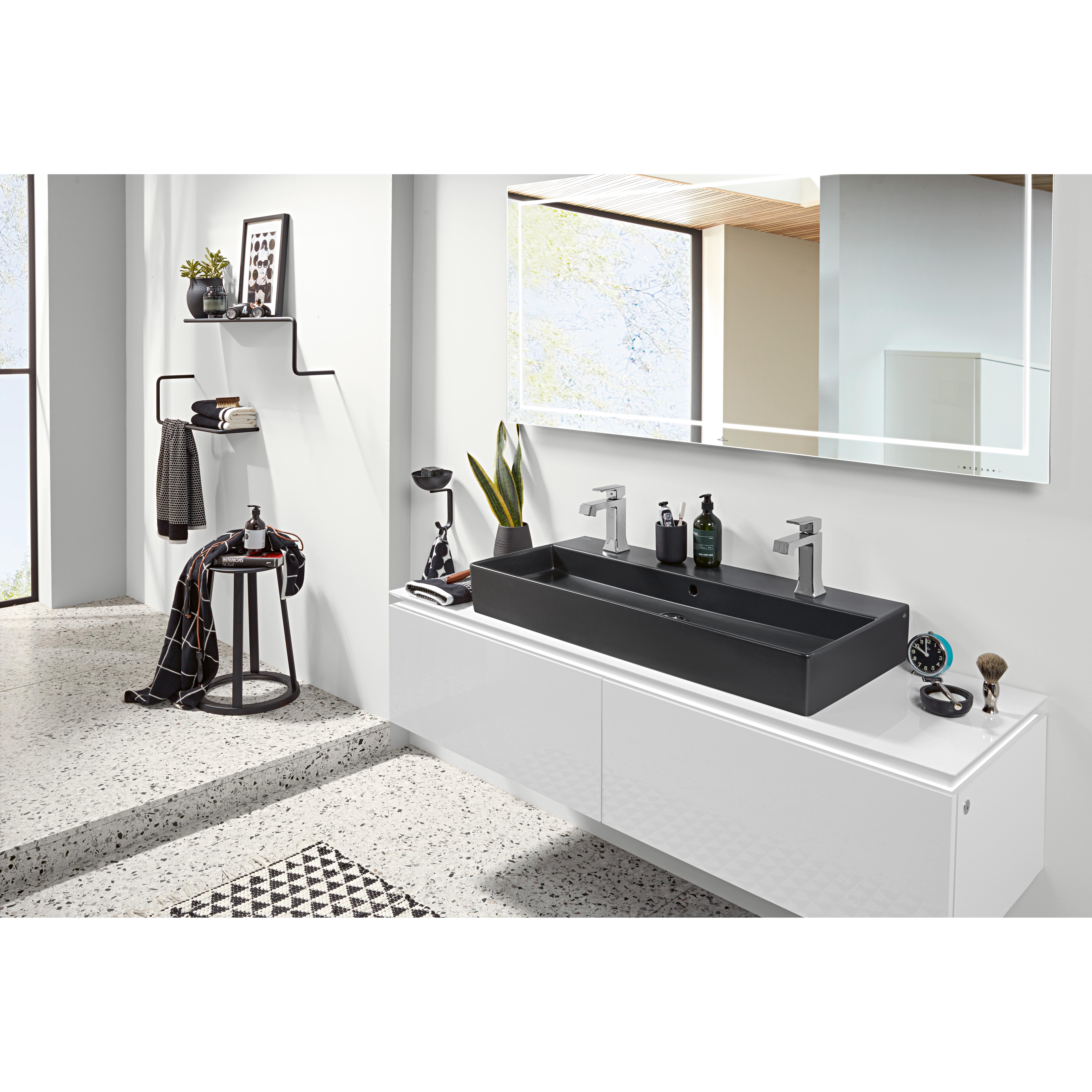 Tvättställ villeroy & Boch Memento 2.0 4A22CGI4 Graphite CeramicPlus, Utan Bräddavlopp, 1200 mm, Med 2 Blandarhål, för Två Enhålsblandare