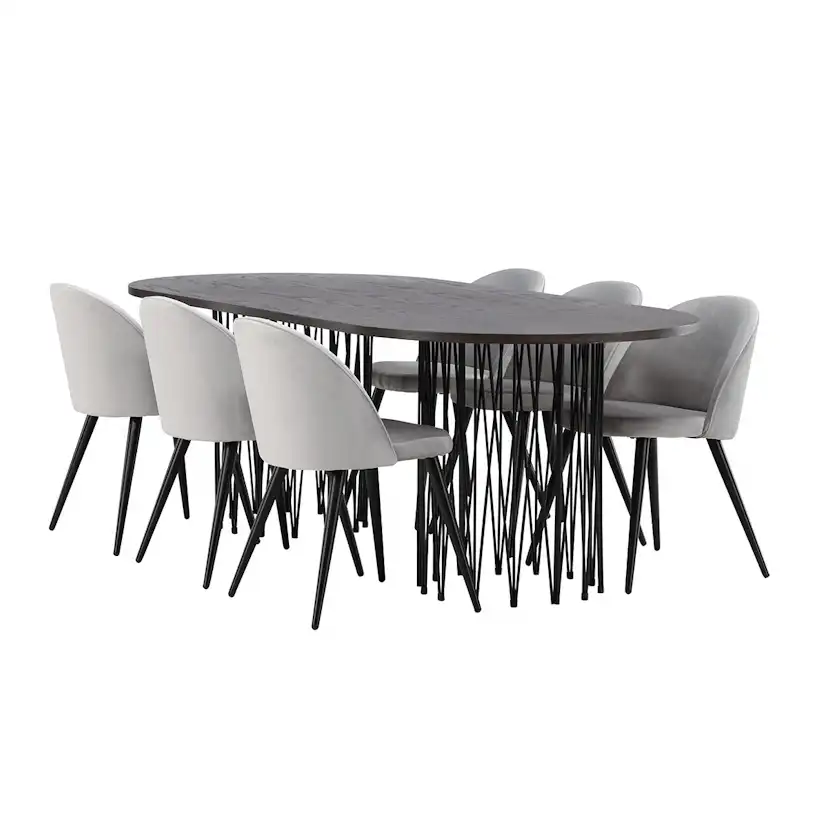 Matgrupp furniture/fashion Stone med 6 Velvet Stolar