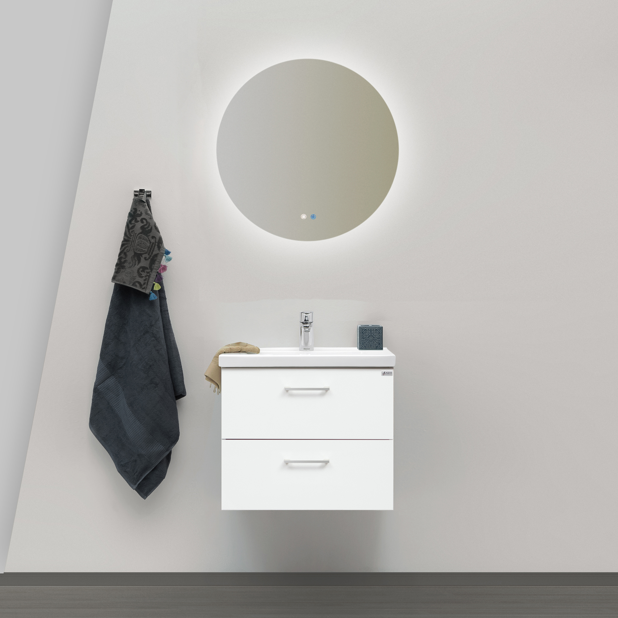 Möbelpaket 4AQUA Minimal med Tvättställ och Spegel Aura LED