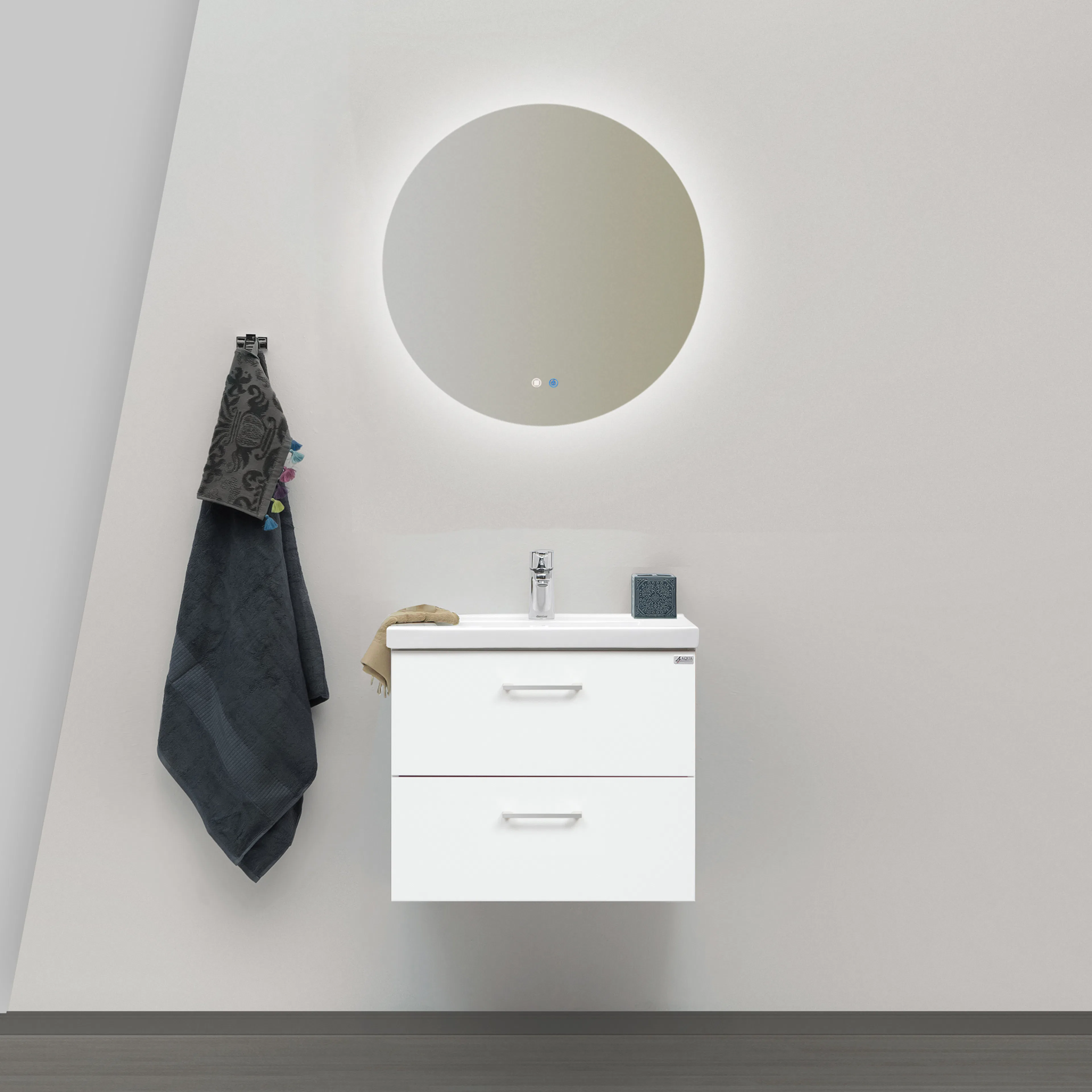 Möbelpaket 4AQUA Minimal med Tvättställ och Spegel Aura LED