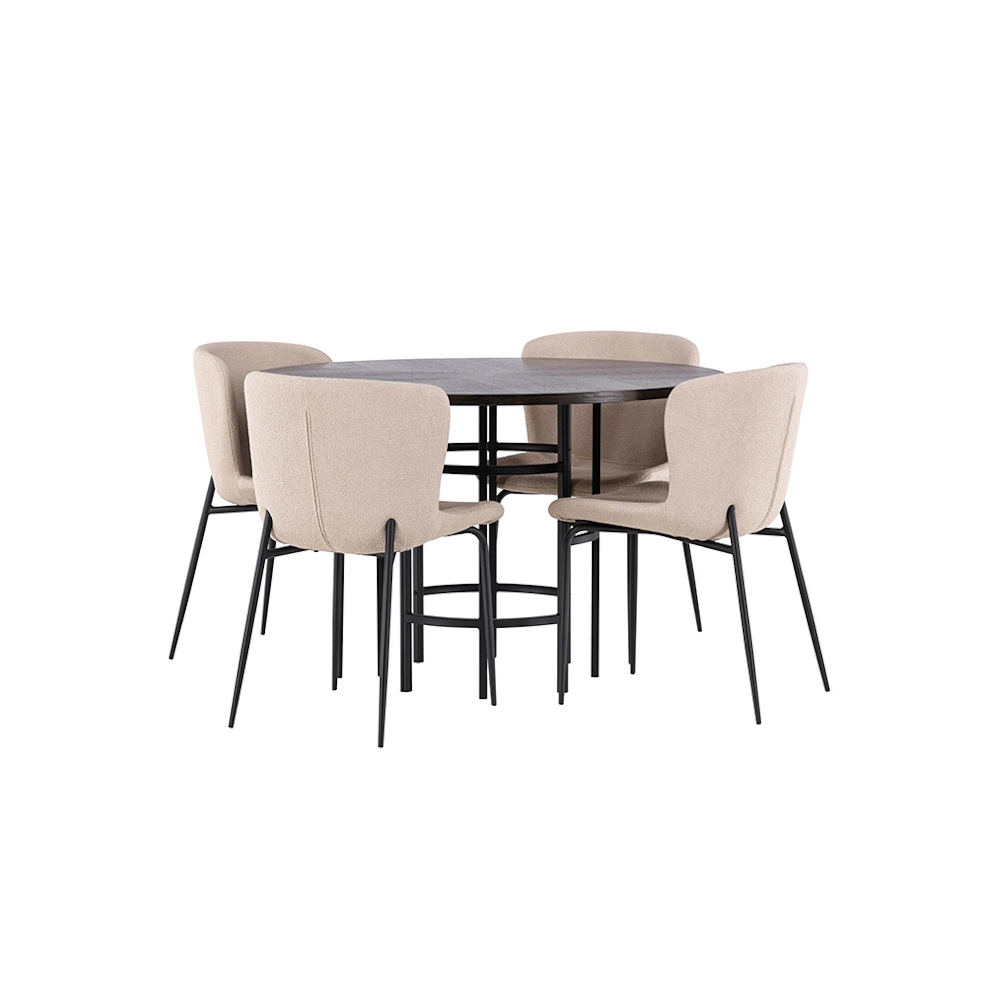 Copenhagen Dining Table - Black / Mocca Veneer +Modesto Dini Mocka/Beige