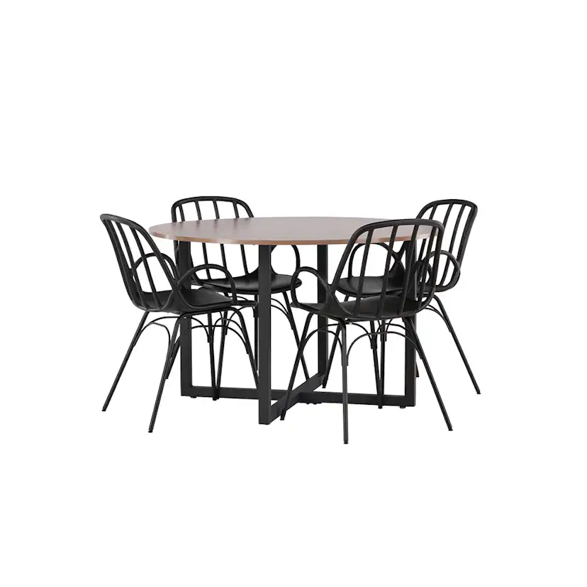 Matgrupp Venture Home Durango Ø 120 cm med 4 Dyrön Stolar
