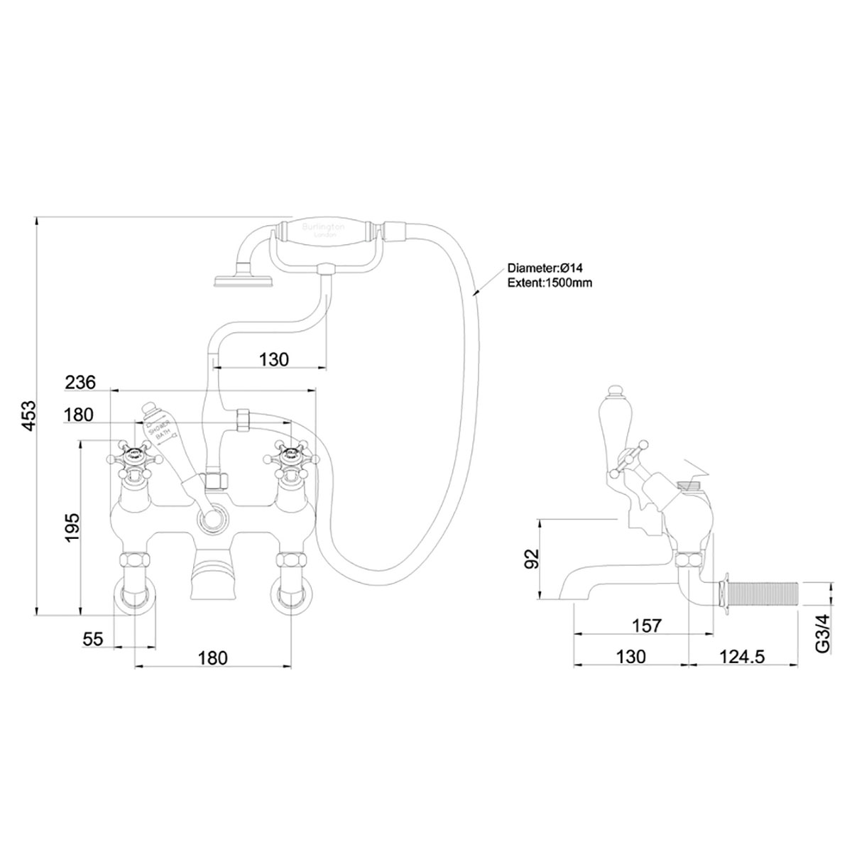 Badkarsblandare Burlington CL21 Birkenhead