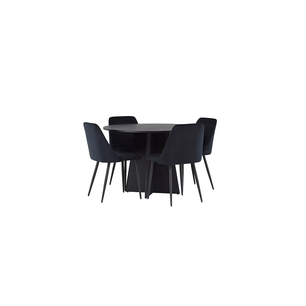 Matgrupp Venture Home Bootcut Ø110 cm med 4 st Night stolar