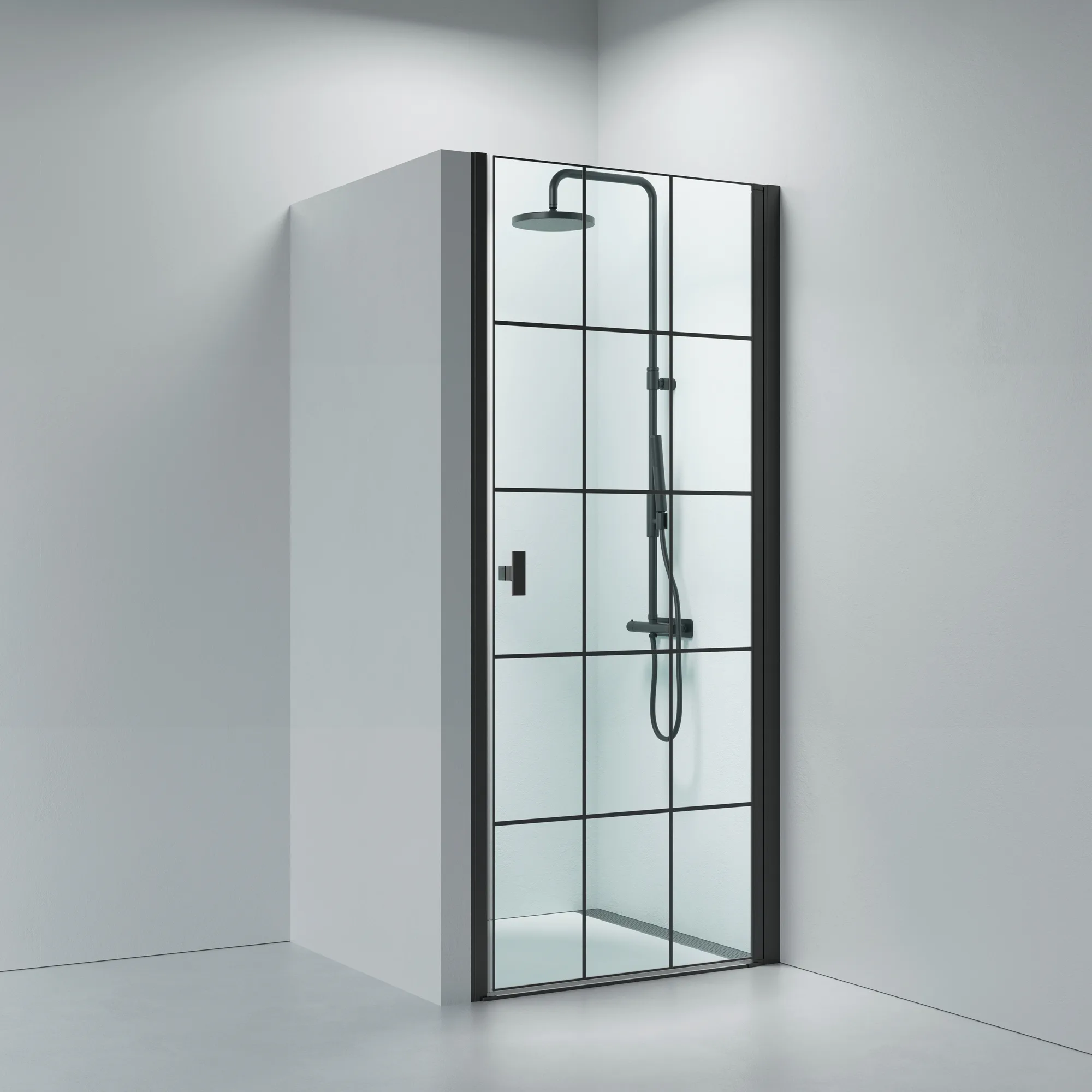 Noma 20 svängdörr höger 800 mm 6 mm glas med matt svart prof Bredd: 800 mm, Mattsvart, Höger