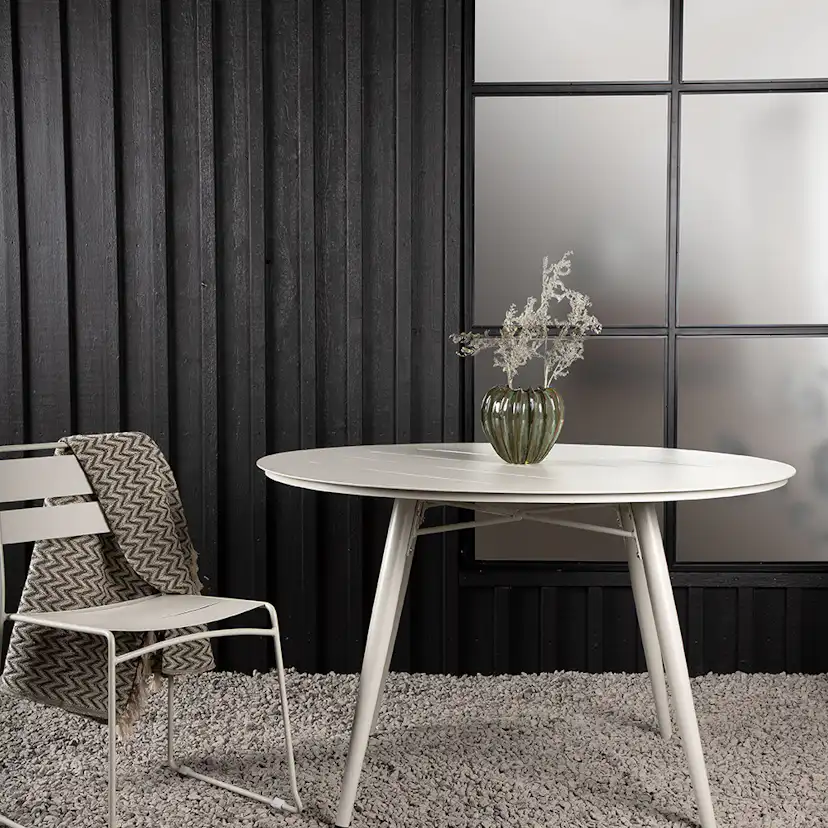 Utebord Venture Home Lina Ø120 cm Matbord i Trä & Aluminium, Beige