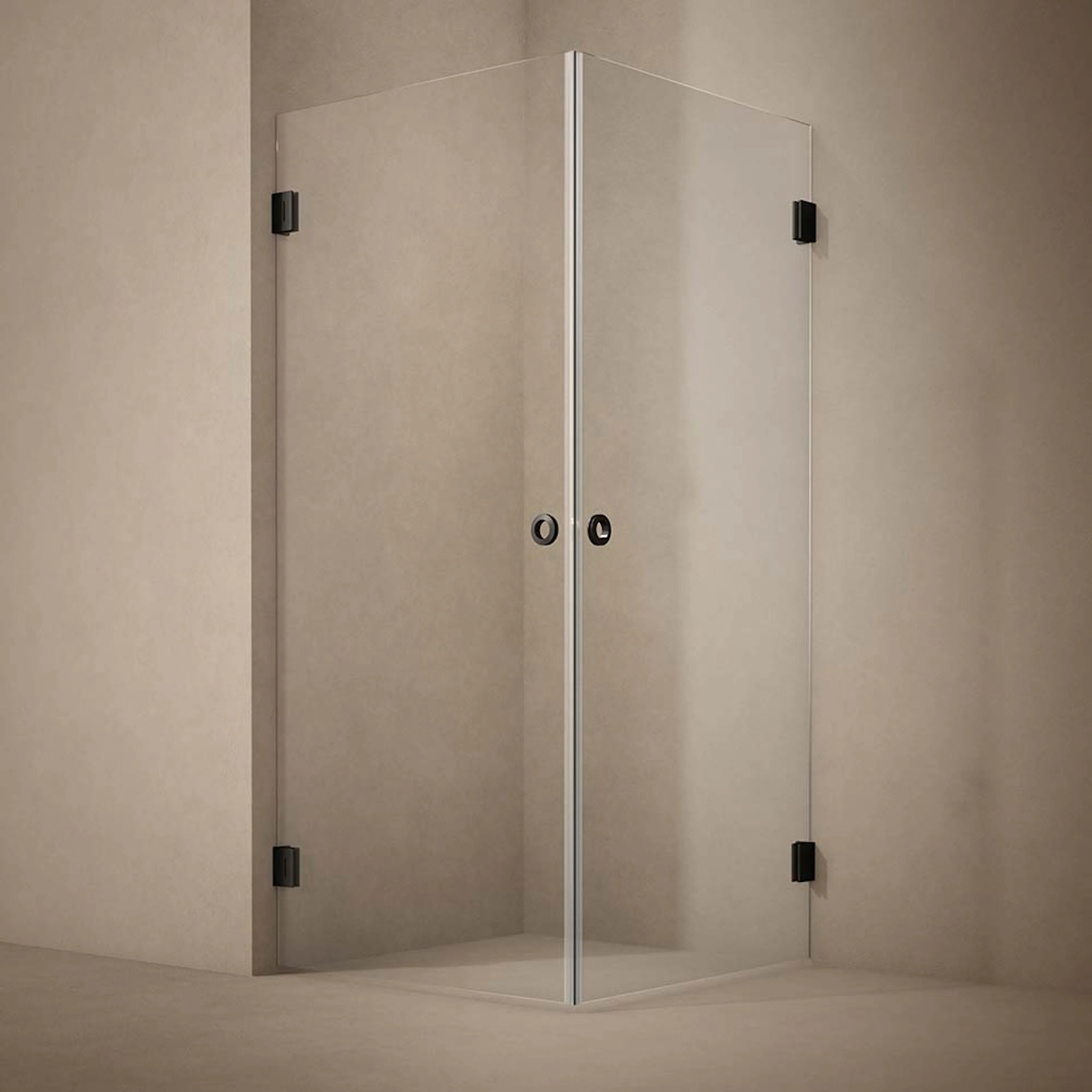 DUSCHHÖRN LYNX KLARGLAS 80X80 CM SVART 800x800 mm, Klarglas, Mattsvart