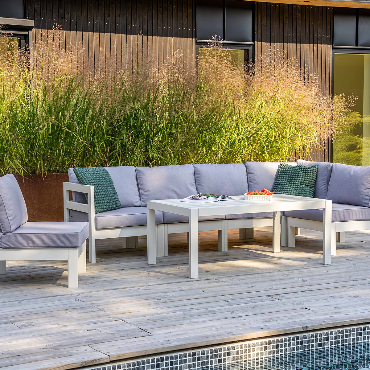 Loungebord Utomhus Eden Wood Ransvik Greige 77x138x55 cm Svensk Norrlandsfuru FSC