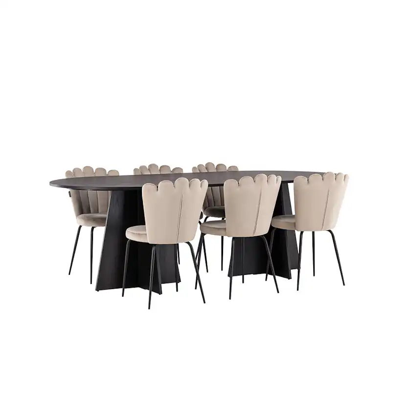 Matgrupp Venture Home Bootcut Oval med 6 Limhamn Light Stolar
