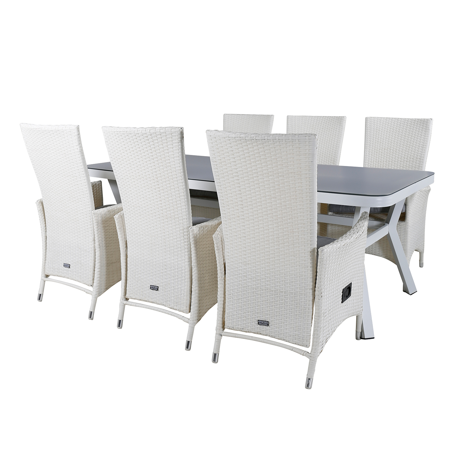 Matgrupp Utomhus Venture Home Virya 160x90 cm med 6 Padova ReclinerUtefåtöljer