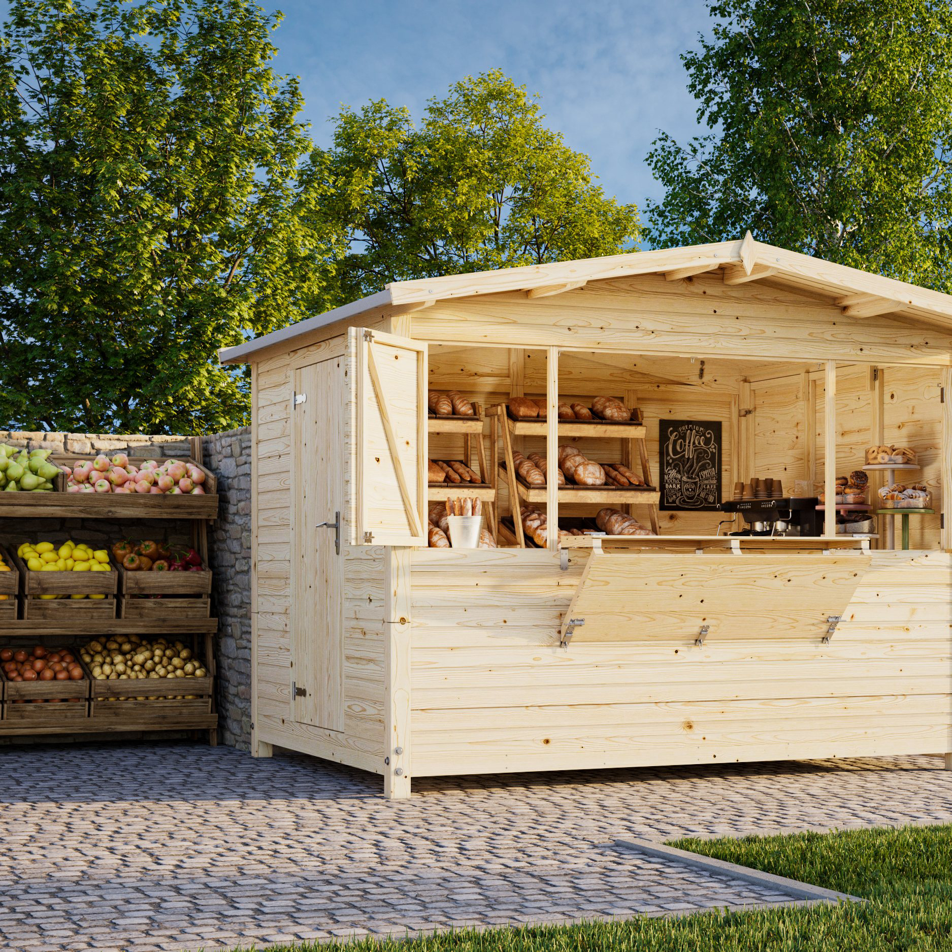Marian 6,2 m2 - Folding kiosk NO Obehandlad