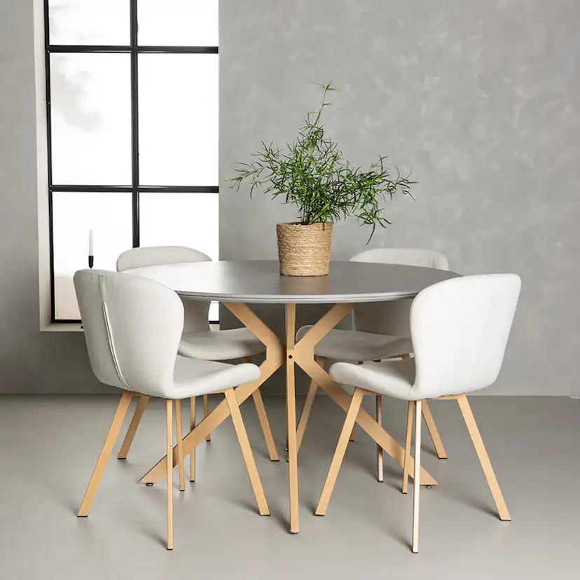 Matgrupp Venture Home Piazza Ø120 cm med 4 st Lilja stolar