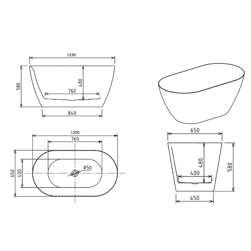 Badkar Bathlife Stillsam Mini 1250