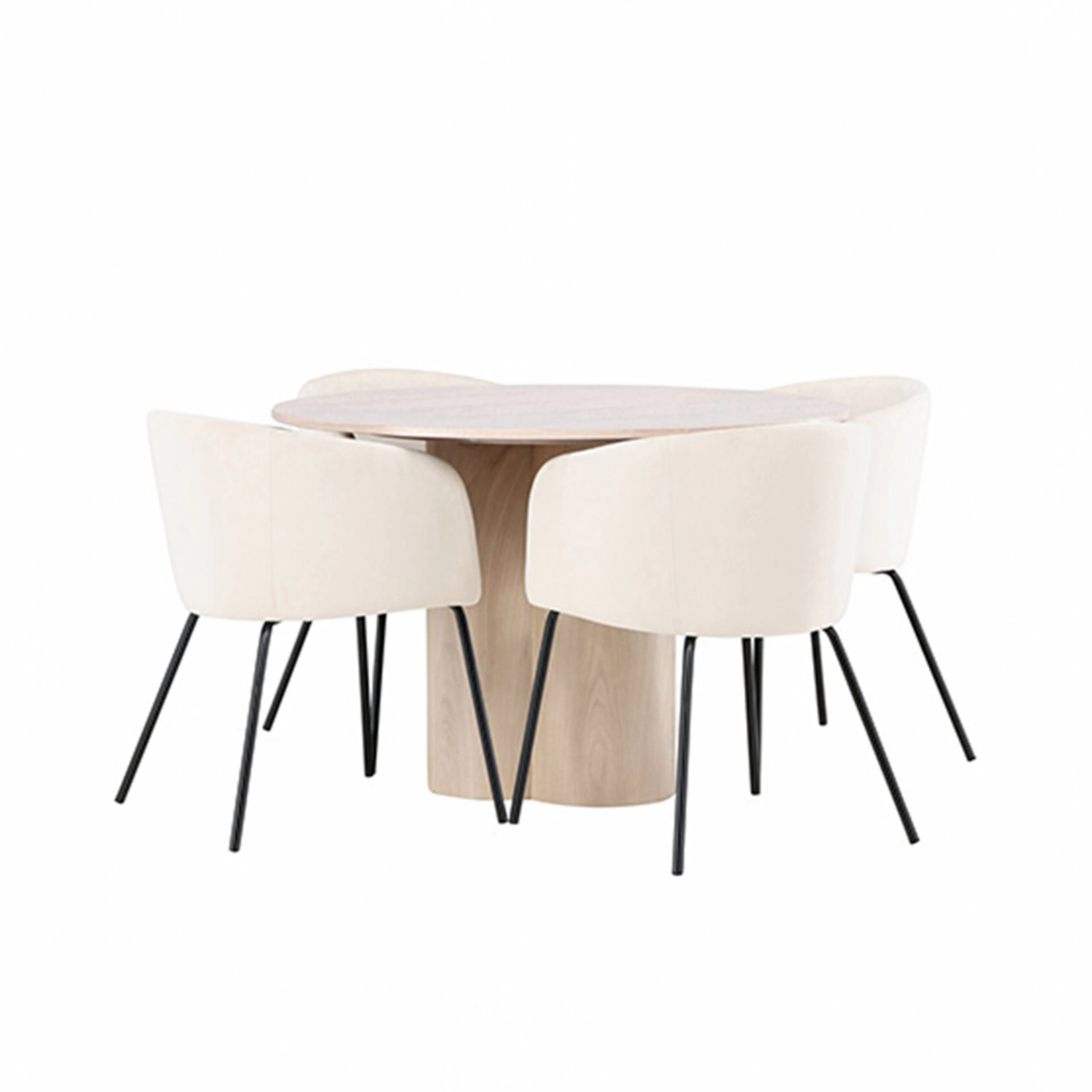 OliviaDiningTable-WhiteWashVeneer+BeritChair-Black/BeigeVelv Vit