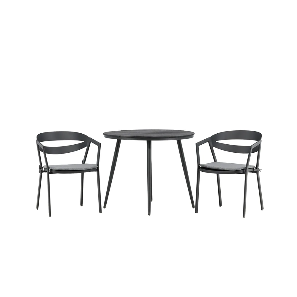 Break - Dining Table Round- Black / Black - Alu / Aintwood - Svart/Grå