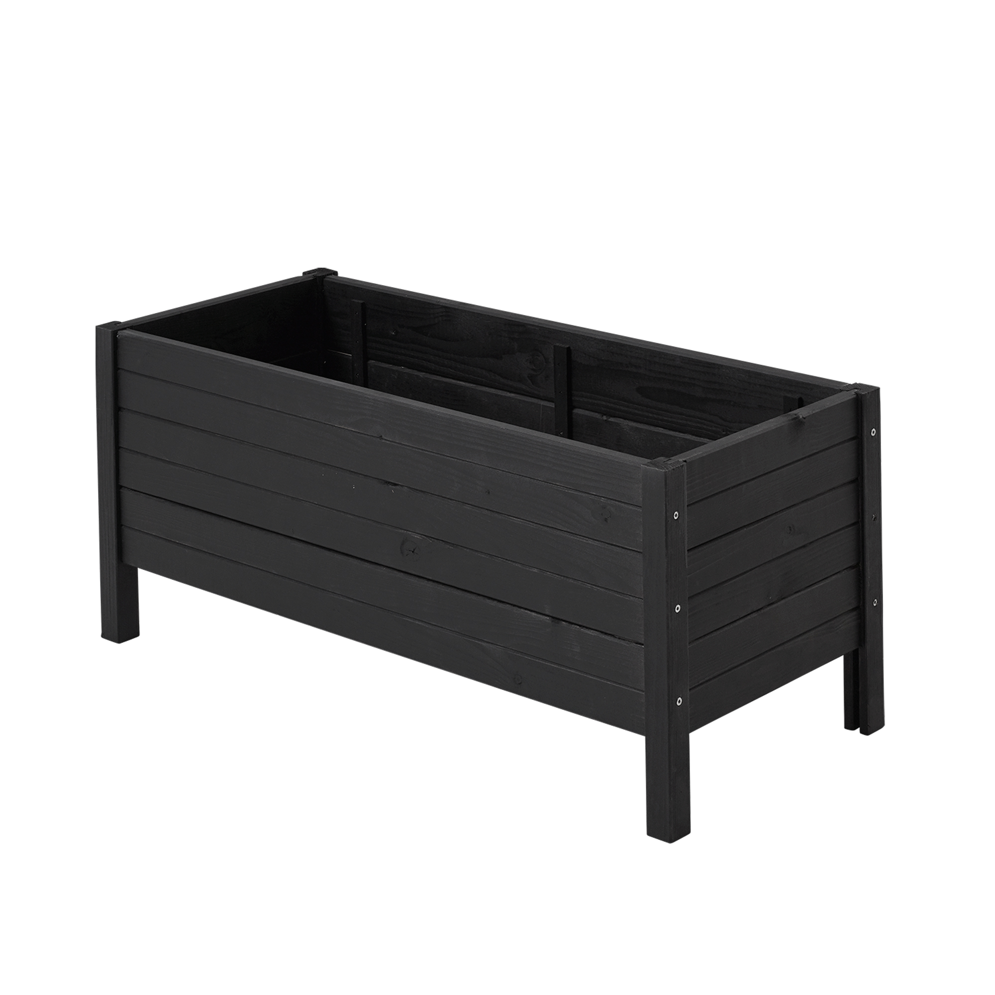 Blomlåda PLUS Trä Odlingslåda På Ben, Svart, 88×39 cm, Ute & Inomhus