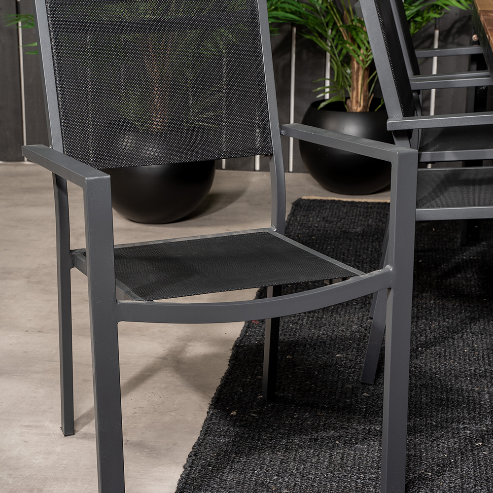 Bois bord200*100cmSvart Leg/Acacia+Copacabana stolSvart Alu6 Akacia/Svart