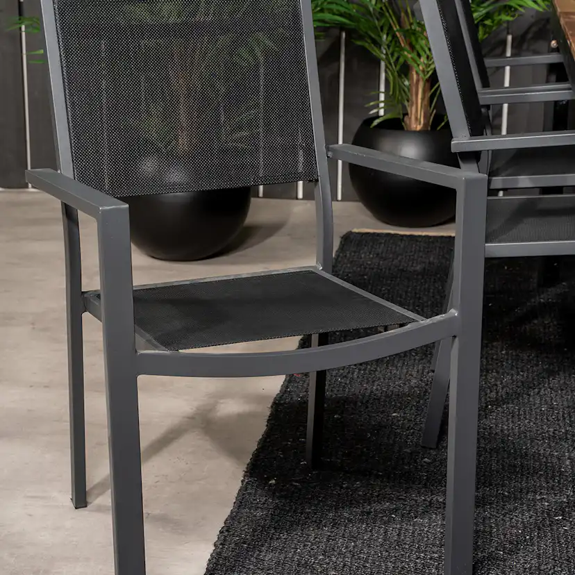 Bois bord200*100cmSvart Leg/Acacia+Copacabana stolSvart Alu6 Akacia/Svart