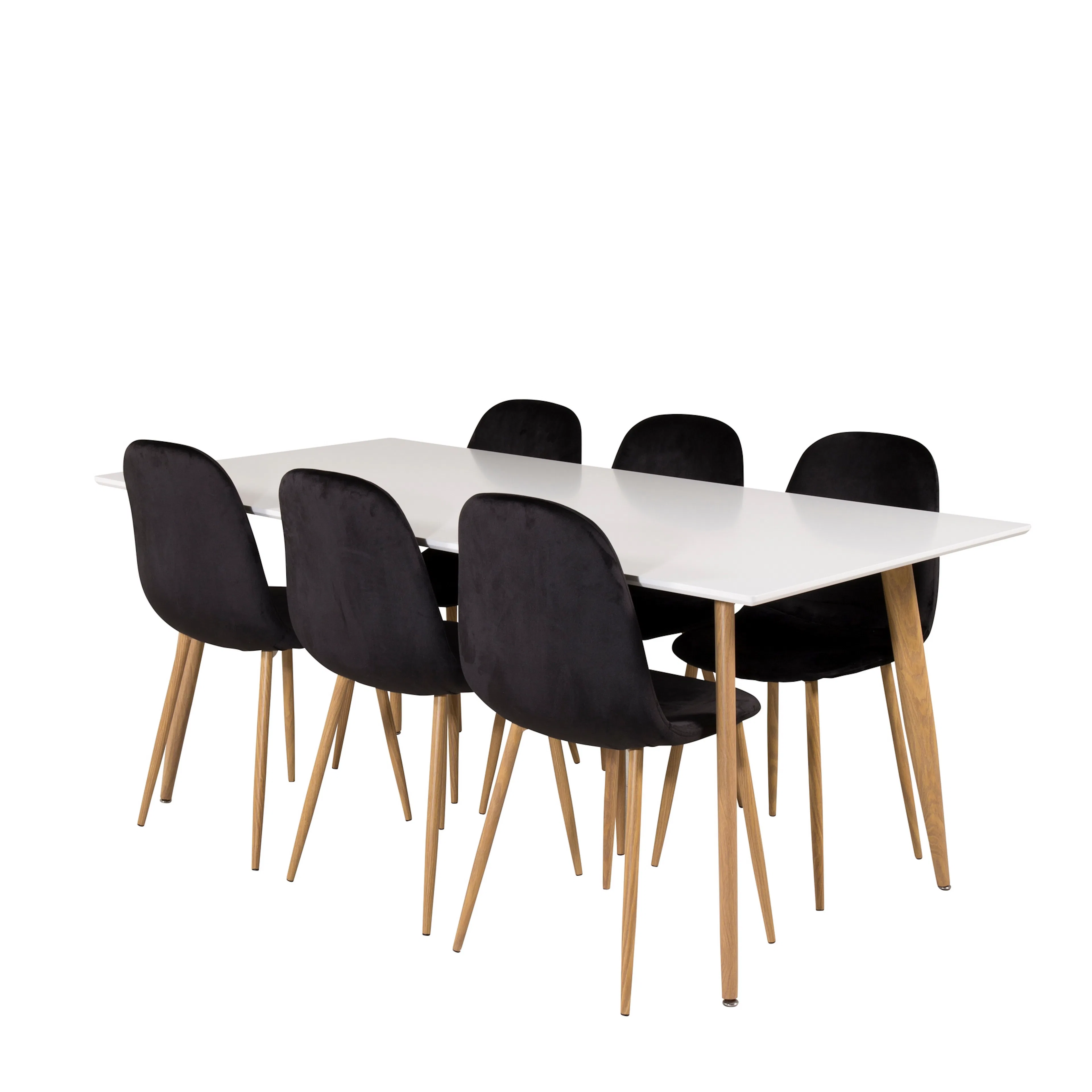 Polar Matbord - Ek-Look / Vit- 180*90*H75+Polar Dining Chair Vit/Ek/Svart/Ek