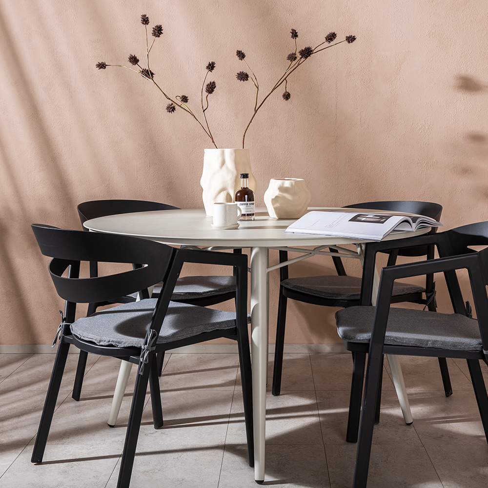 Matgrupp Venture Home Lina Ø120 cm med 4 Slit Stolar