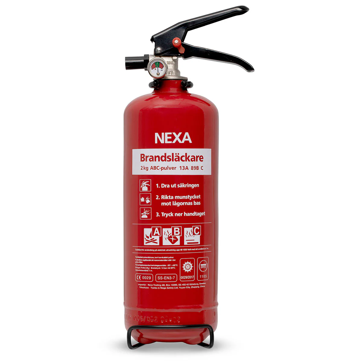 Brandsläckare Nexa 2kg Pulversläckare Röd