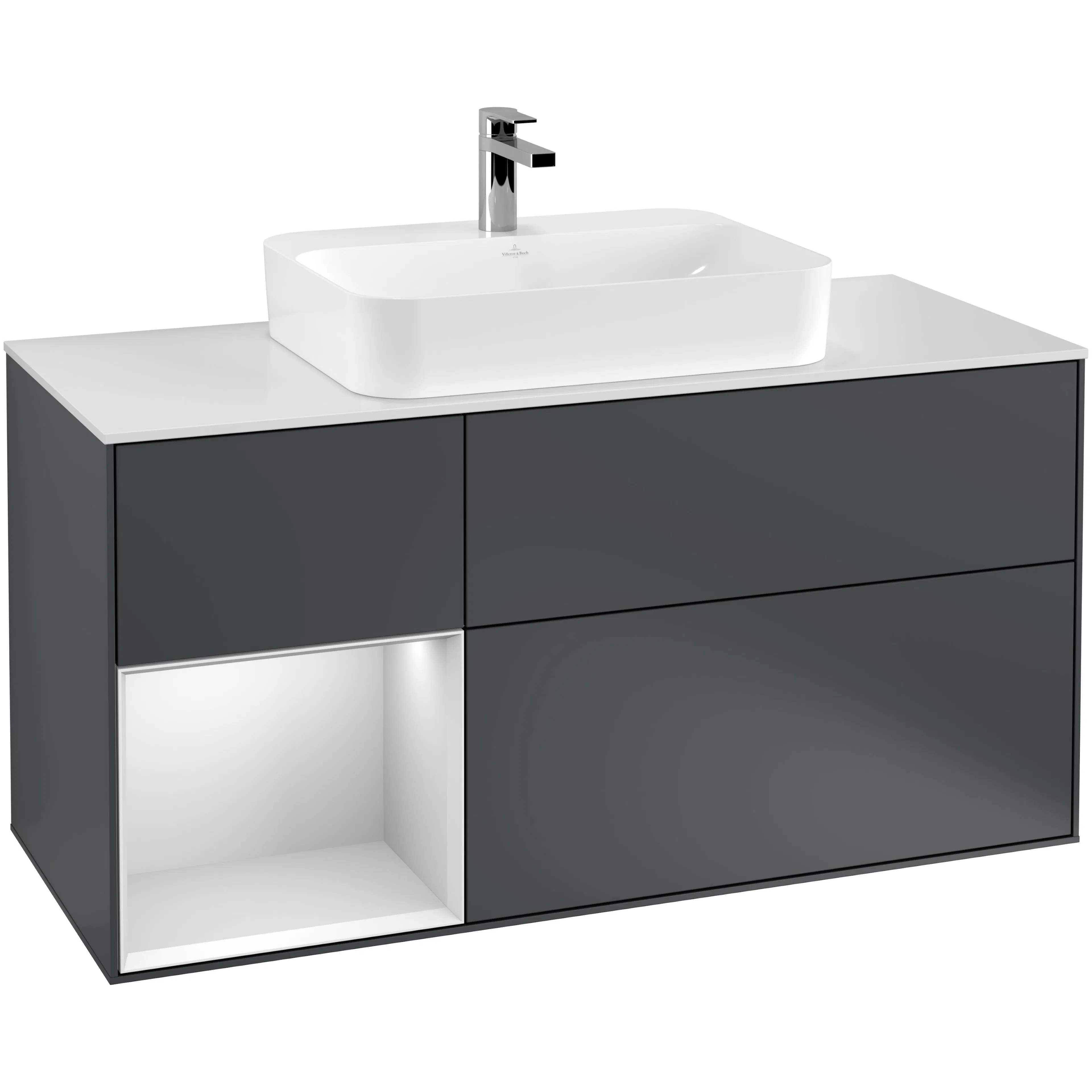 Tvättställsskåp Villeroy & Boch Finion med 3 Lådor Hylla och Bänkskiva för Ytmonterat Tvättställ