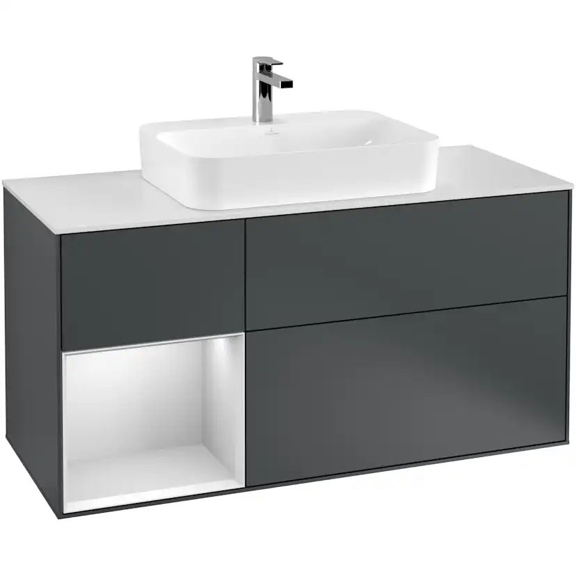 Tvättställsskåp Villeroy & Boch Finion med 3 Lådor Hylla och Bänkskiva för Ytmonterat Tvättställ