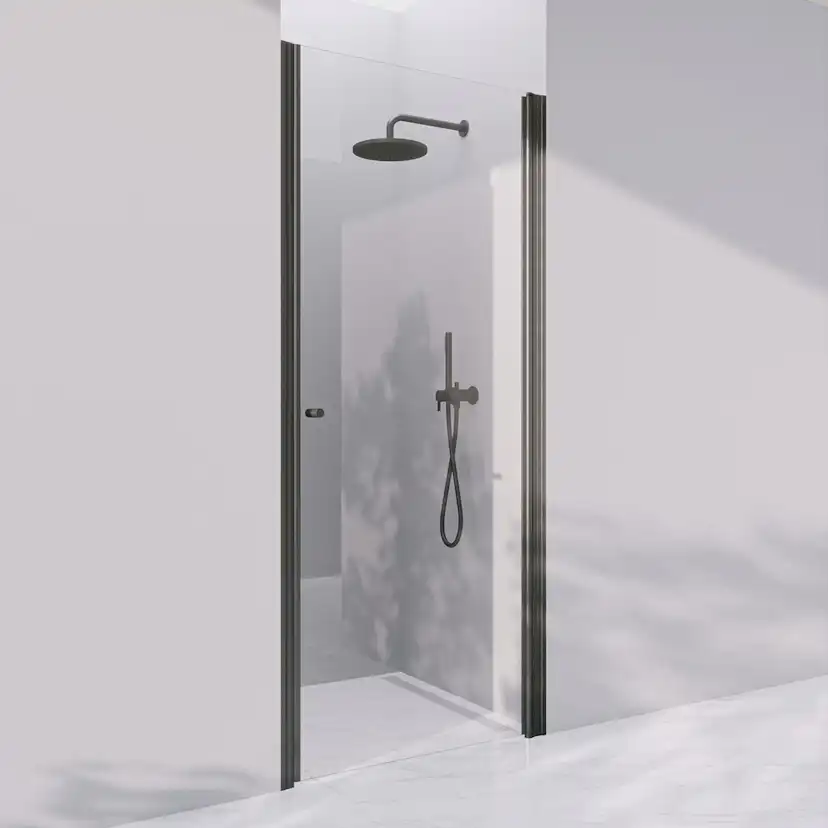 Invitrea Prime PN2/Högerhängd/90/Mattsvart/Fingergreppsknopp Glastyp: Bronstonat Glas, Handtag: Fingergreppsknopp, Profil: Mattsvart, Hängning: Högerhängd, Bredd: 900 mm