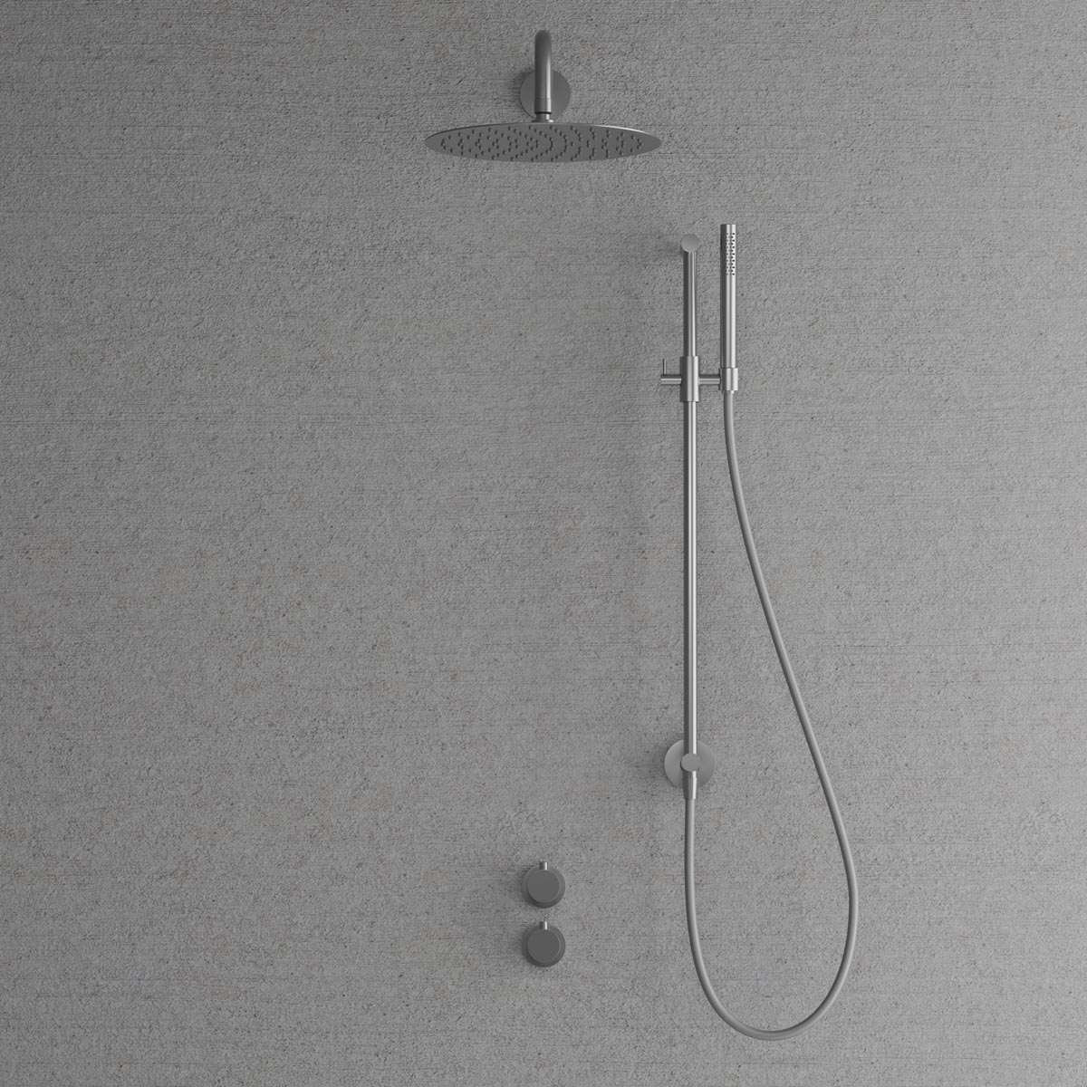 Takduschset Scandtap Steel Harmonized 6X med Badkarsblandare för Inbyggnad