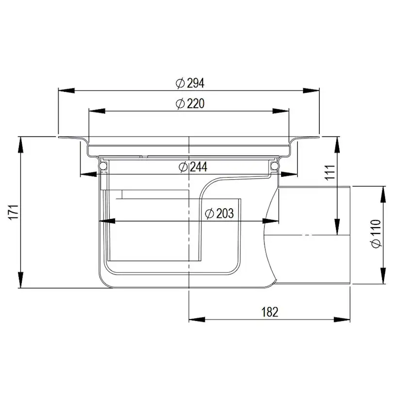 Golvbrunn Purus Bigg 110 R Ø220 mm