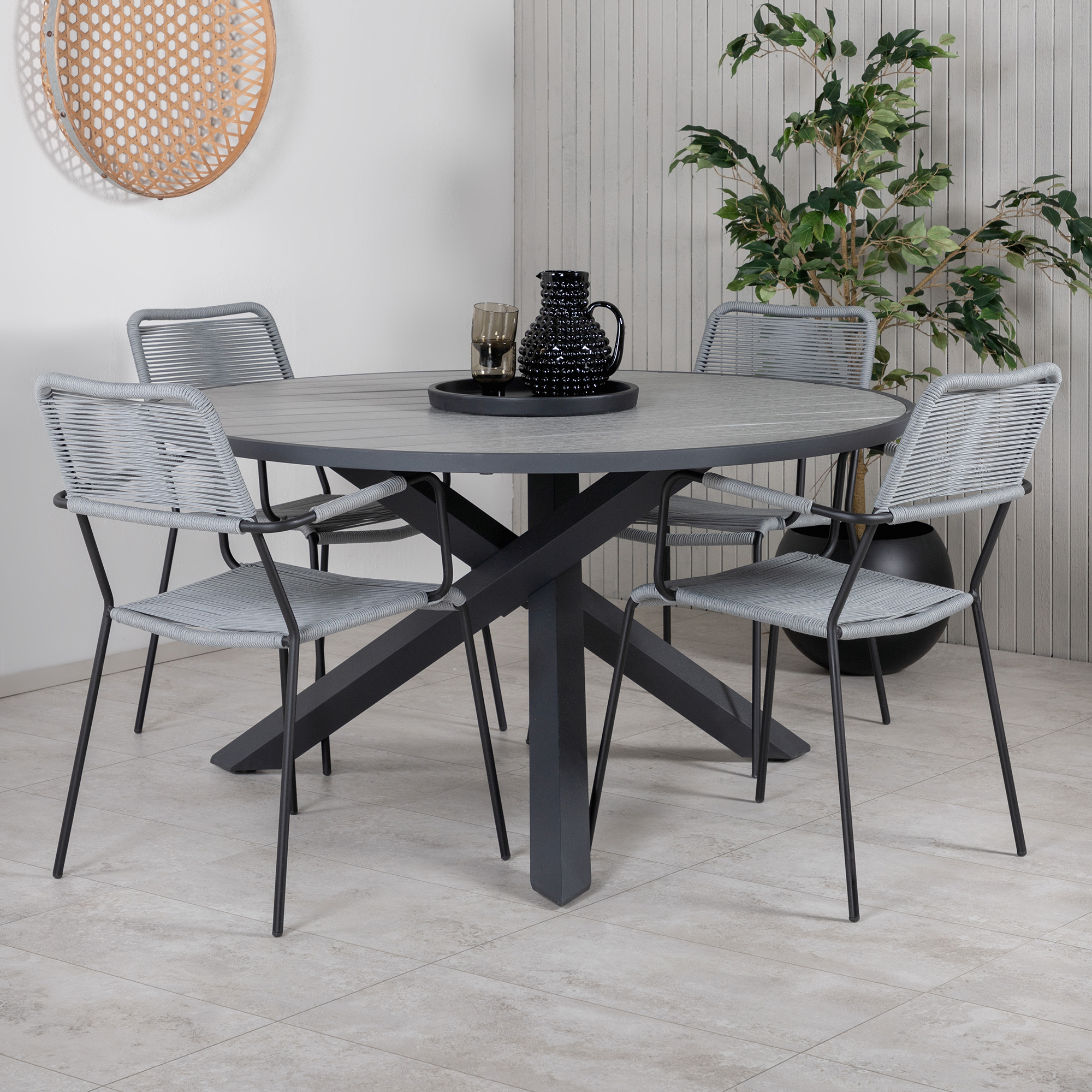 Matgrupp Utomhus Venture Home Pincy med 4 Leon Trädgårdsstolar