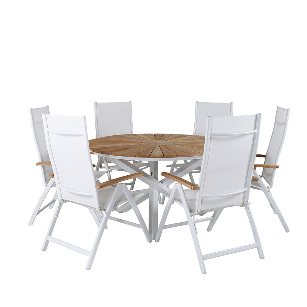 Matgrupp Venture Home Mendi Rund med 6 Pave Stolar