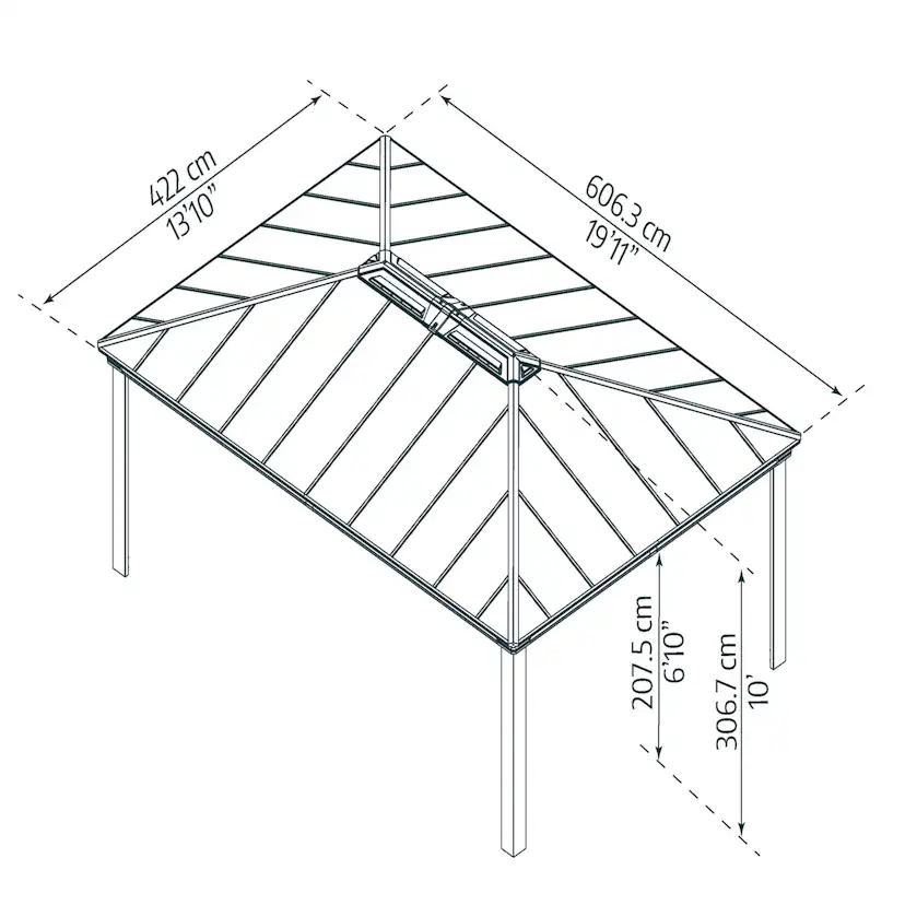 Paviljong Canopia By Palram Dallas 4,2 x 6m Antracitgrå