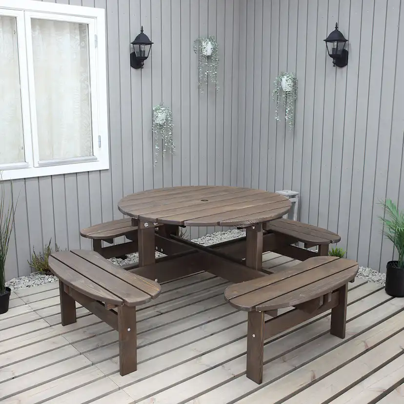 Picknickbord Baltic Garden Rondo Picnic, Robust Bänkbord med 8 Sittplatser