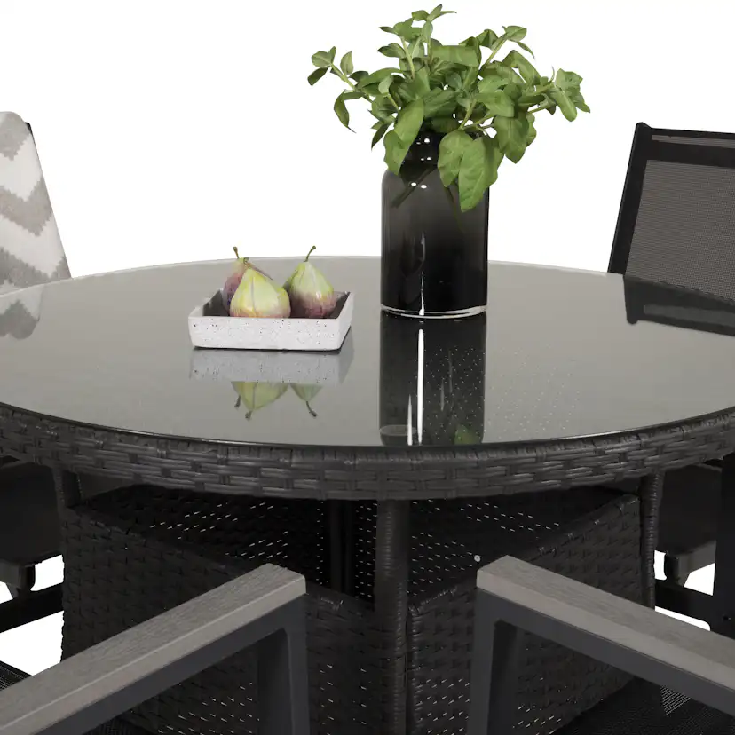 Matgrupp Venture Home Virda Ø 90 med 4 Pincy Stolar