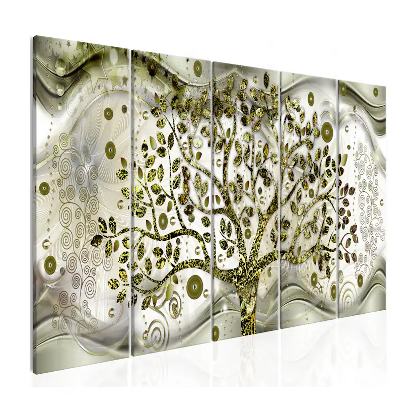 Tavla Arkiio Tree and Waves Green 5 delar