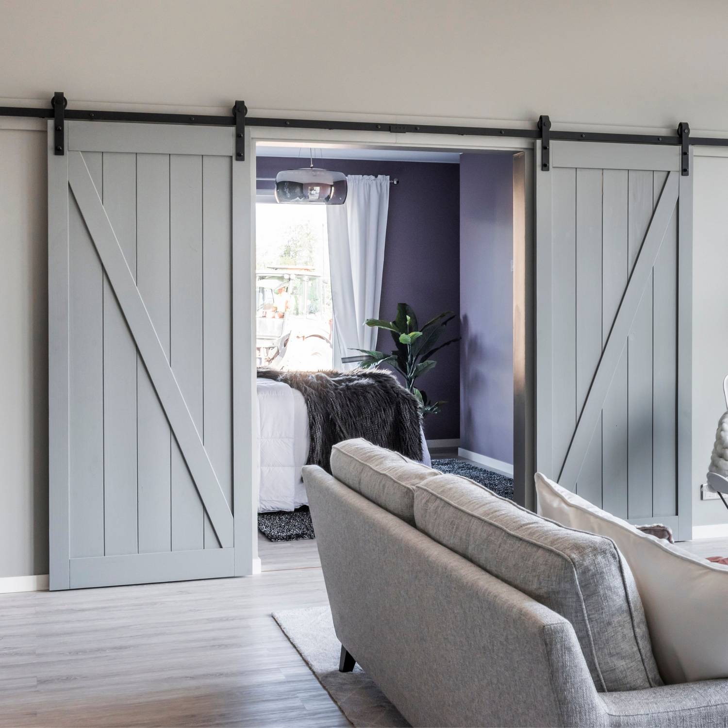 Skjutdörrsbeslag Mirror Line Loft För Pardörrar 3000 mm