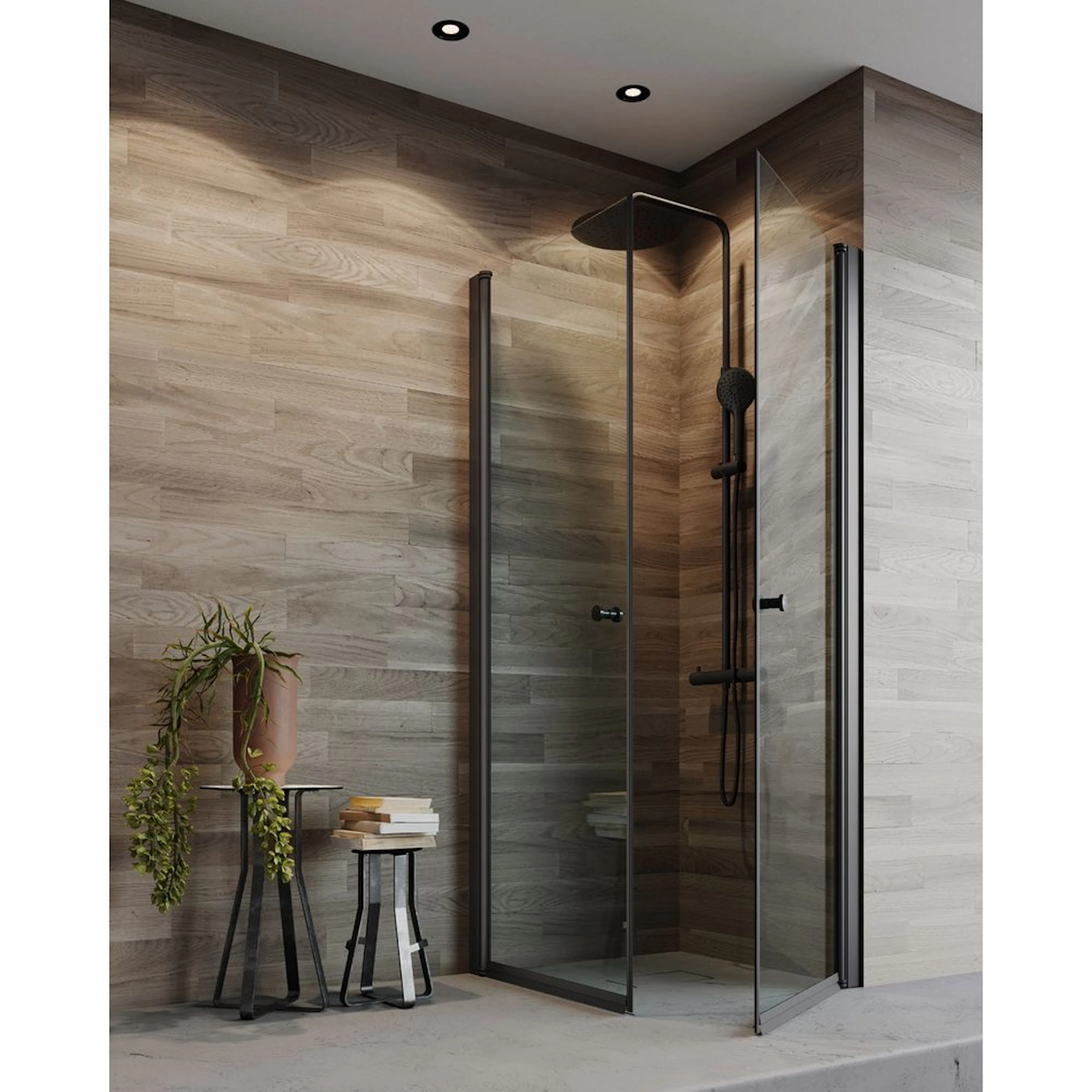 Duschhörn Arrow Corner Black Edition Klarglasx900x900