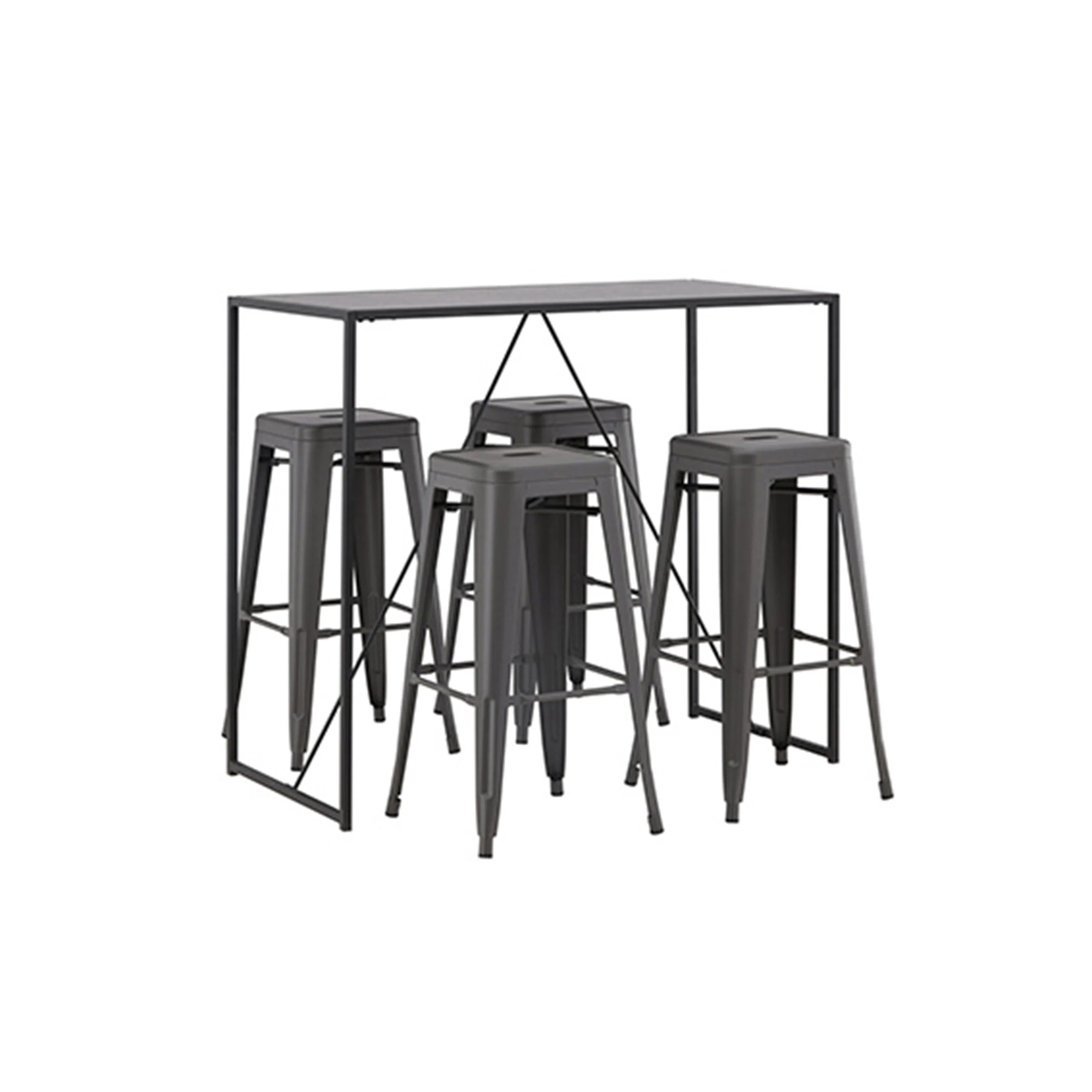 Brea Bar Table - Black / Black MDF +Tempe Bar Chair - Dark G Grå