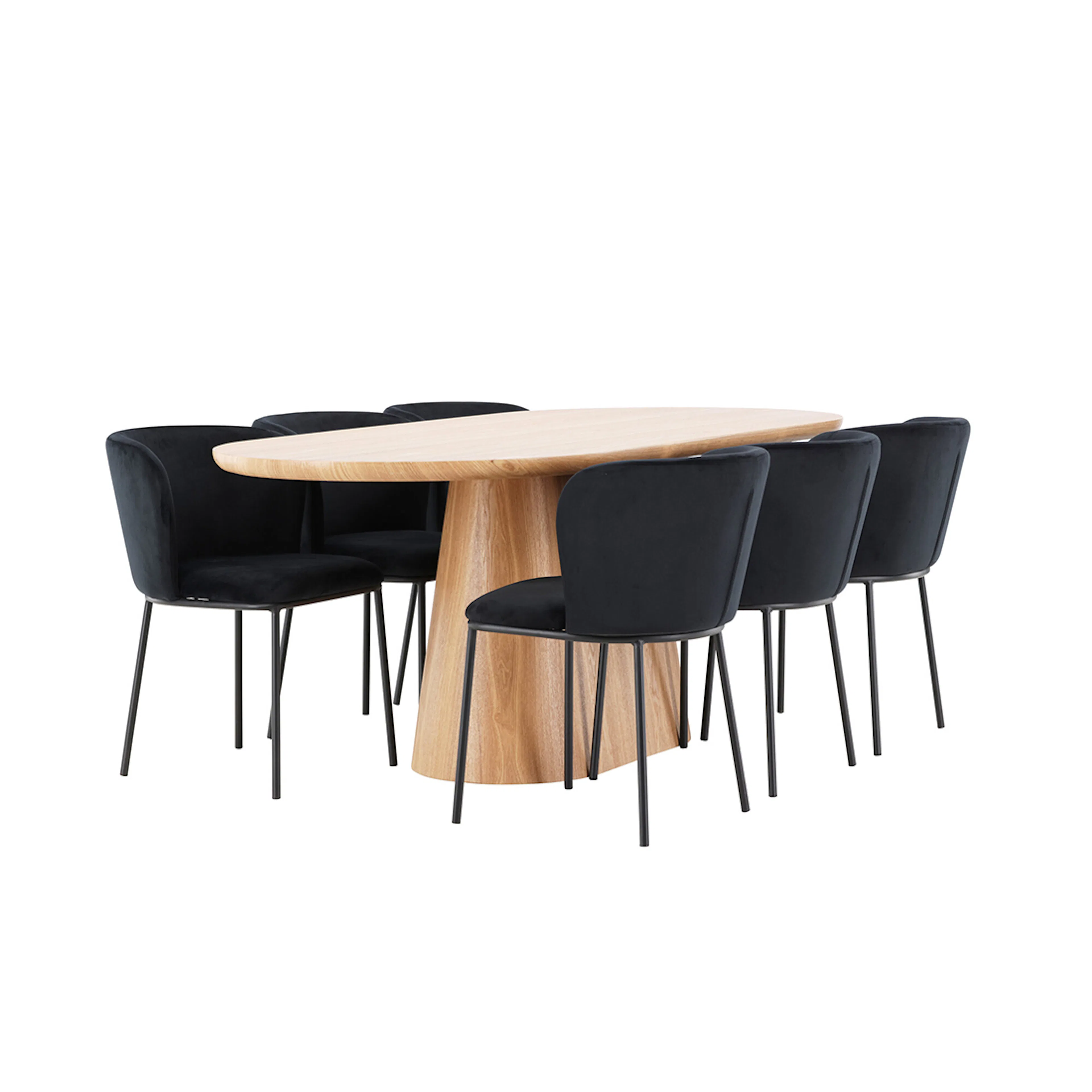 Stjärnö Table - Nature with 6 Edina Chair - Black Färg: Natur