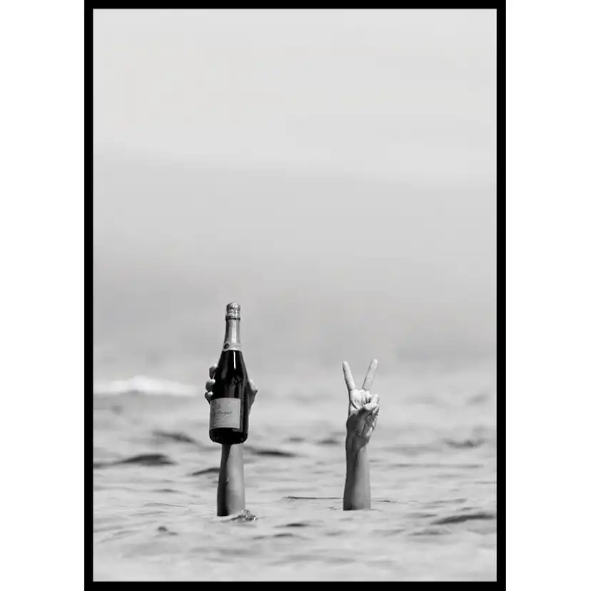 Poster Gallerix Champagne Victory B&W