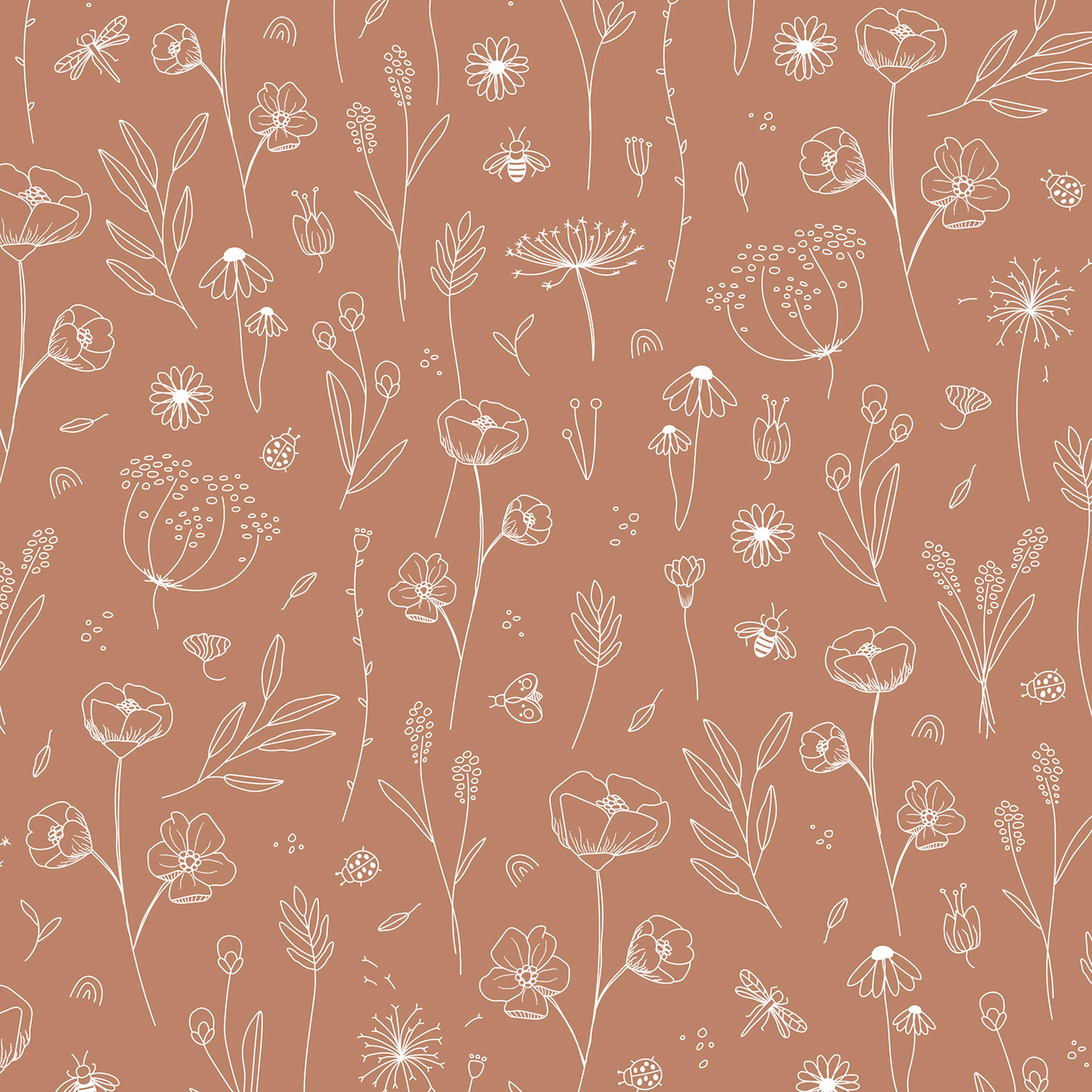Tapet Little Dutch Wild Flowers Rust