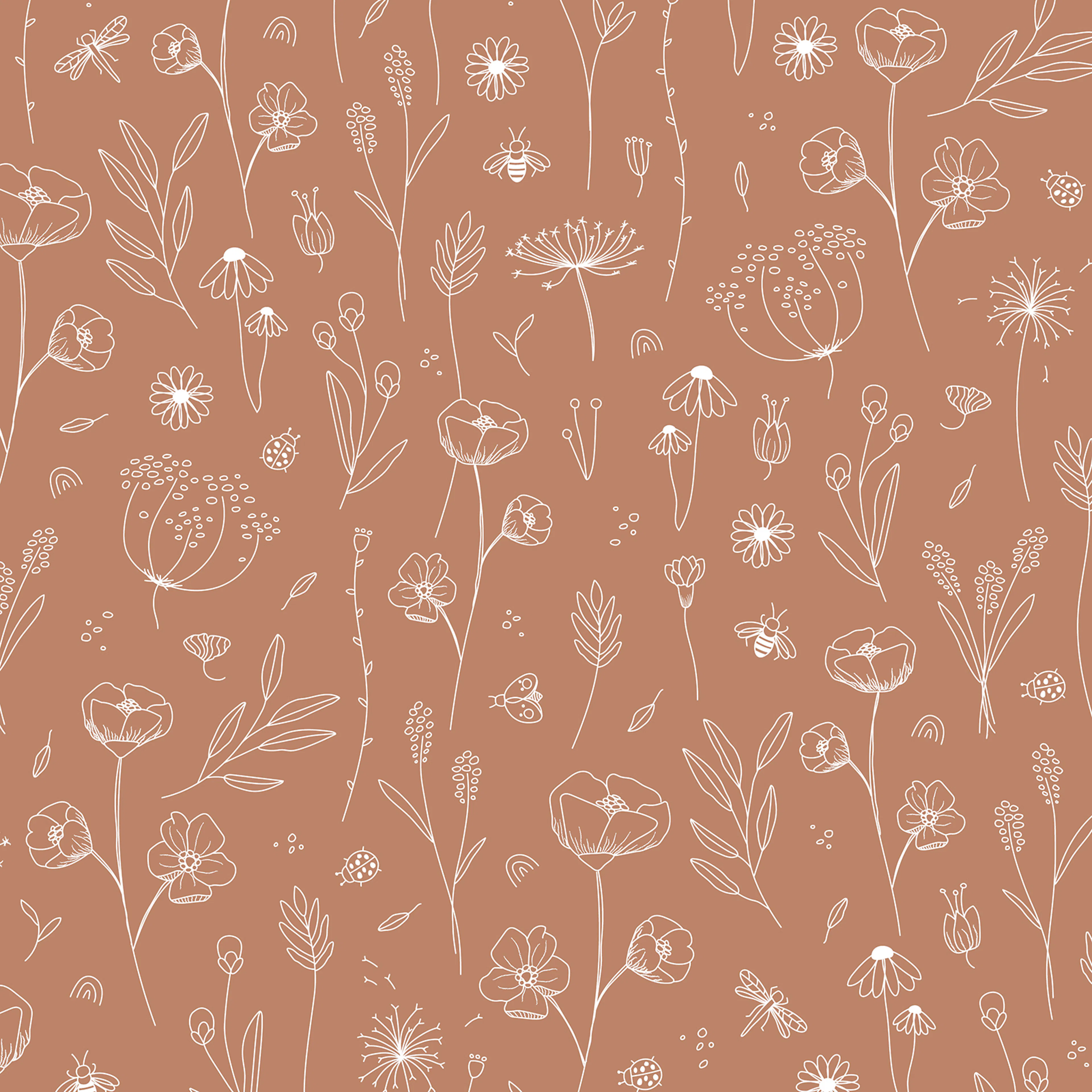 Tapet Little Dutch Wild Flowers Rust
