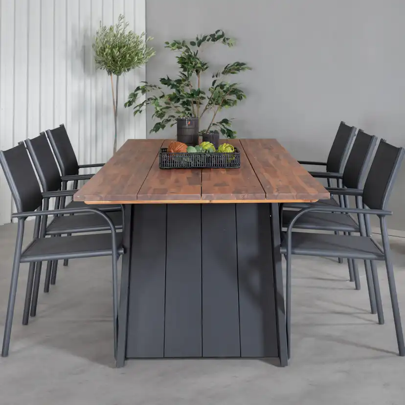 Matgrupp Venture Home Doni med 6 Samba Stapelbara Matstolar