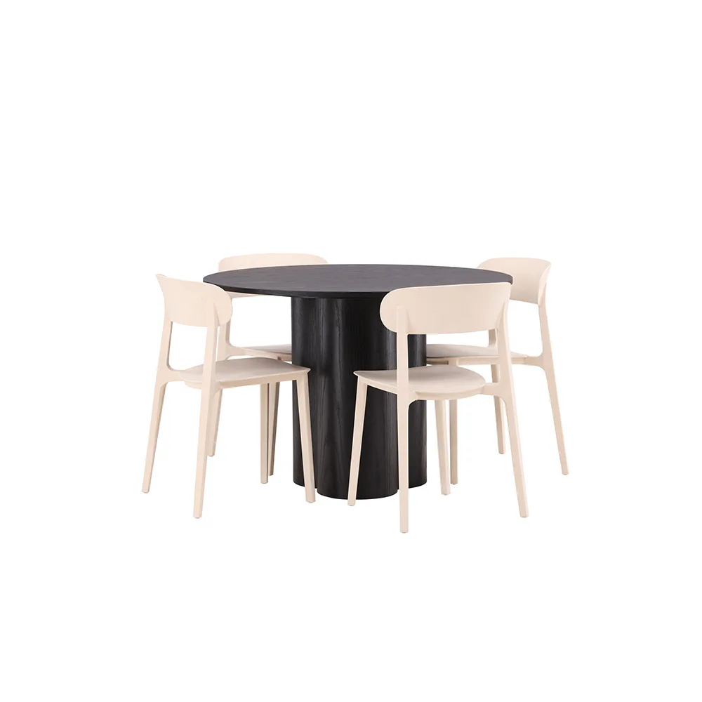 Matgrupp Venture Home Olivia Ø 110 cm med 4 Åstol Stolar