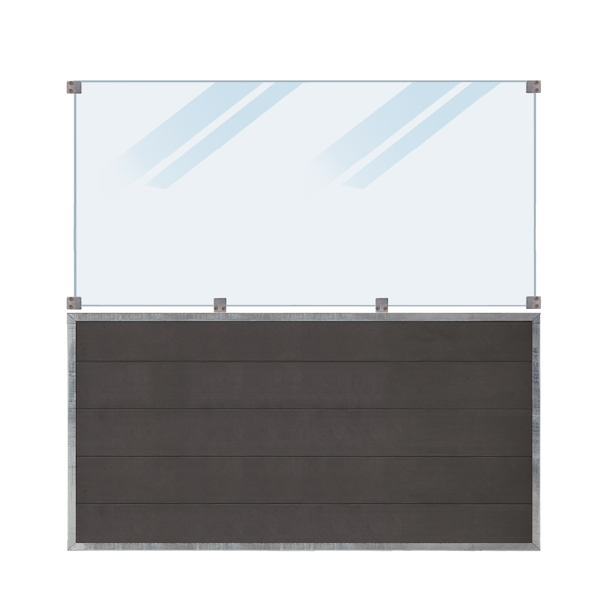 Staket PLUS Futura Komposit Frostat Glas 180×180 cm