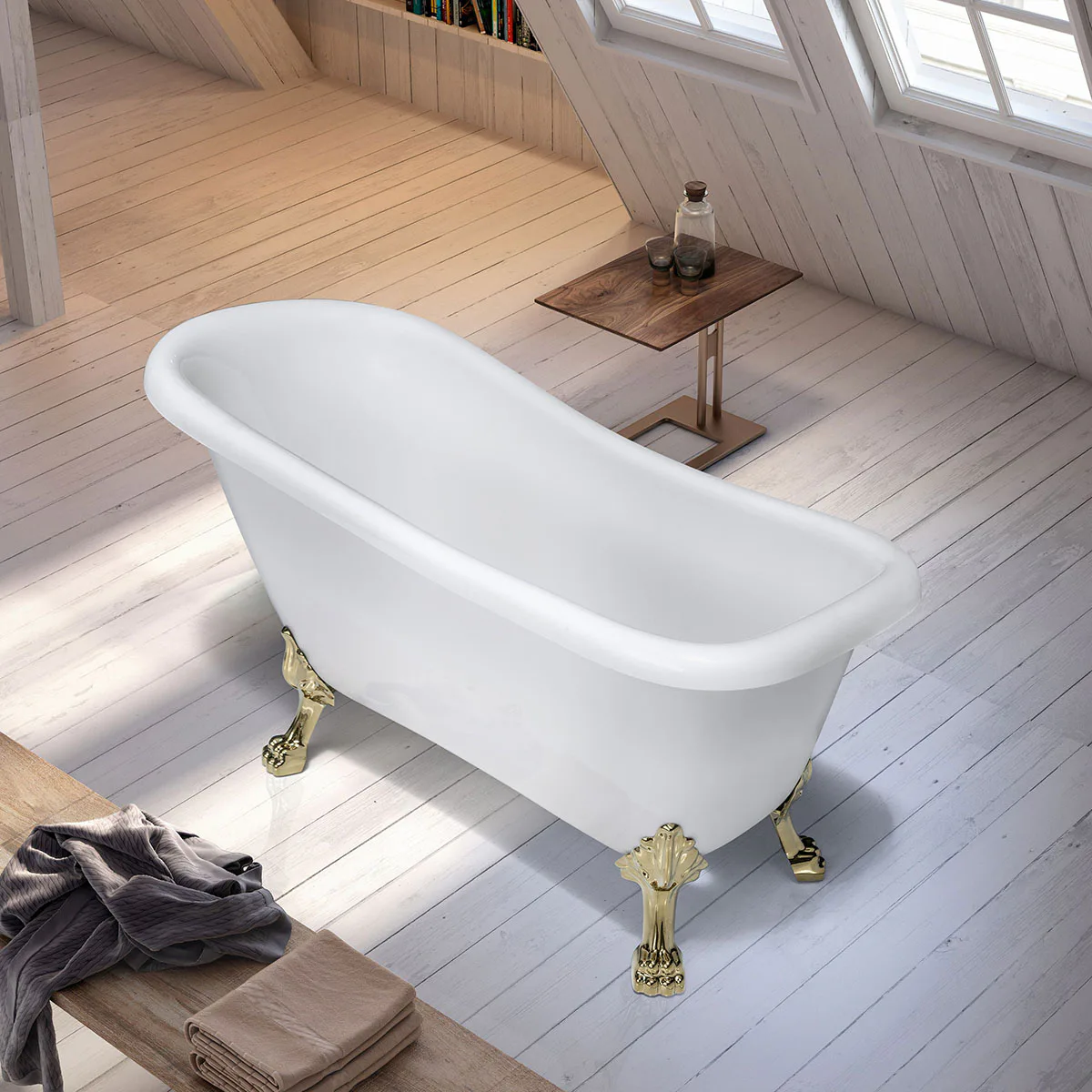 Tassbadkar Bathlife Ideal Vit med mässing tassar Mässingsfärgade tassar