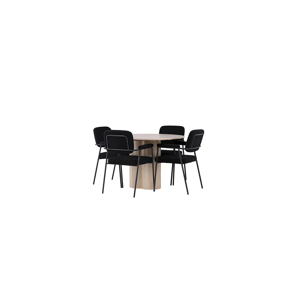 Matgrupp Venture Home Olivia Ø110 cm med 4 st Yesterday stolar