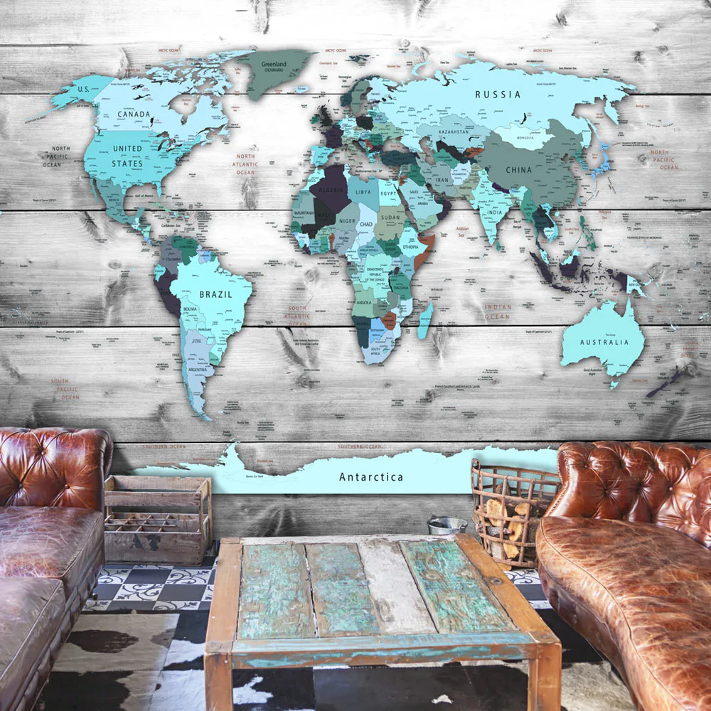 Fototapet Arkiio World Map: Blue Continents